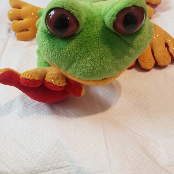 Webkinz Ganz Green Yellow Red Tree Frog Plush Stuffed No Code Webkinz Frog 8" - Picture 2 of 6